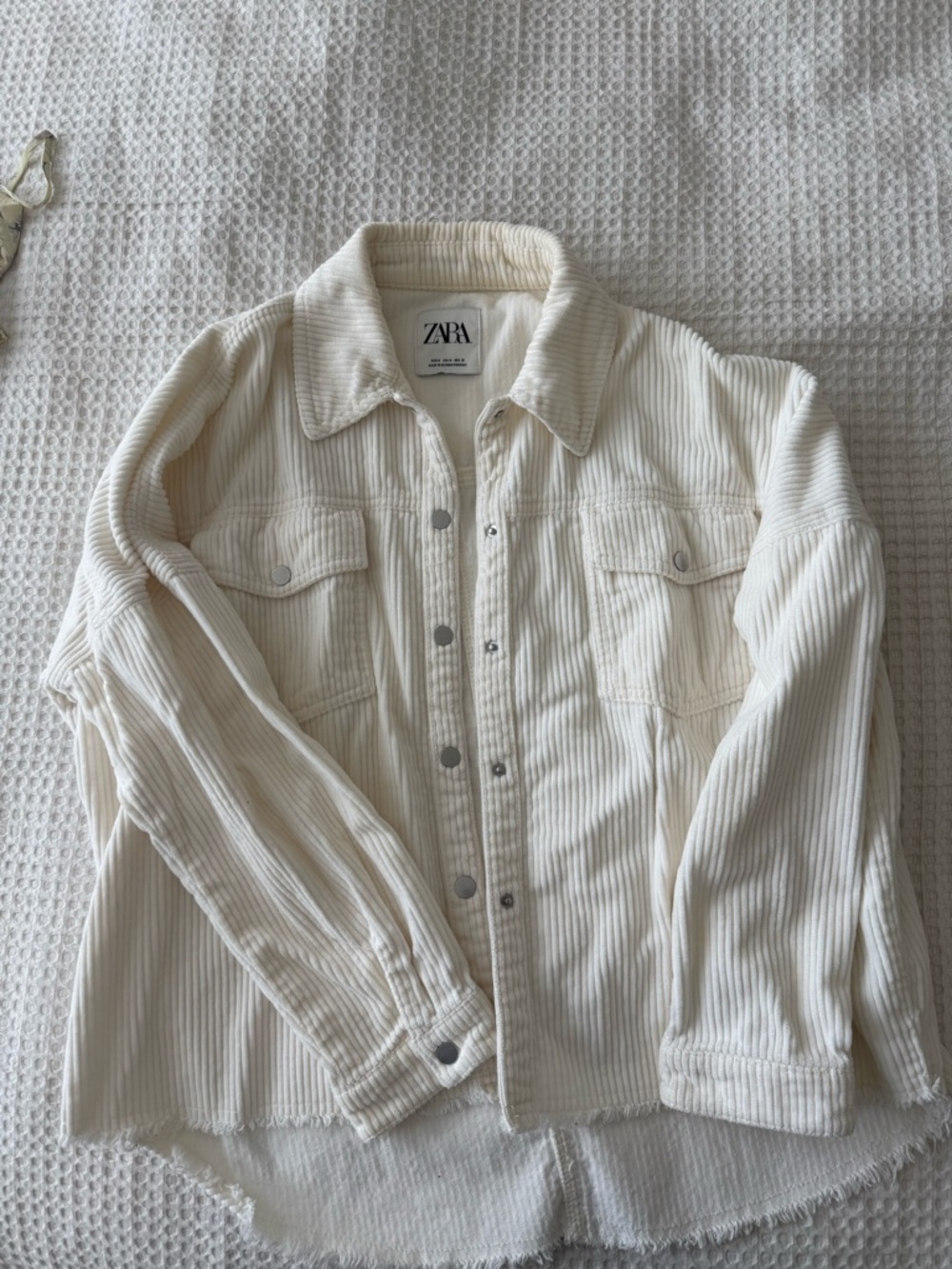 ZARA Off-White Corduroy Button Jacket